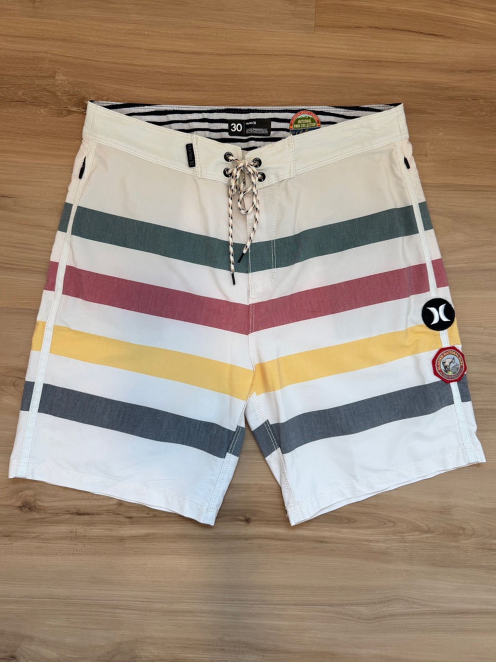 Hurley x Pendleton Colab Men’s White Boardshorts with Multicolor Stripes